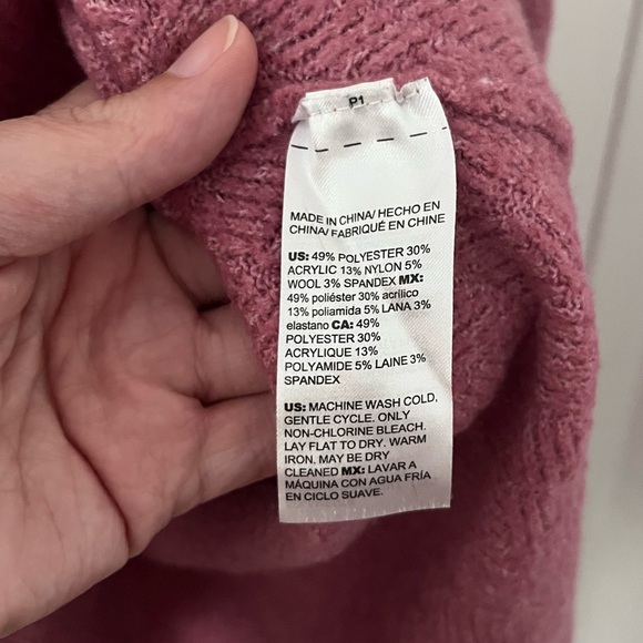 Chico’s 3 Herringbone V-Neck Tunic Knit Sweater Rose Pink XL - Picture 6 of 11